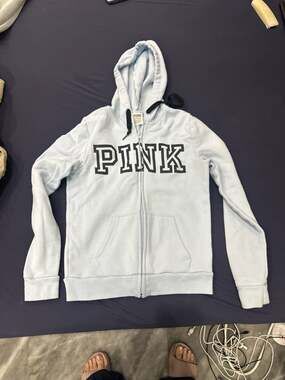 Victoria's Secret PINK Everyday Lounge Full Zip Hoodie in Light Blue XS